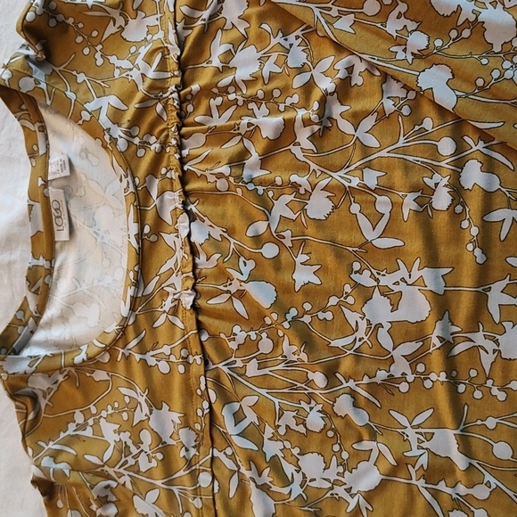 Lori Goldstein LOGO Tunic Size 1X Printed Rayon Long Sleeve Yellow Floral - Picture 5 of 10